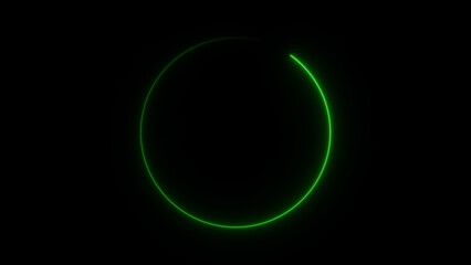 Abstract glowing  neon light circle frame loading background illustration 4k .