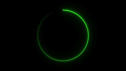 Abstract neon light glowing circle frame loading icon background illustration.