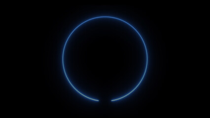 Abstract neon light glowing circle frame loading icon background illustration.