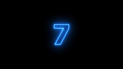 Abstract beautiful neon countdown 7 number illustration background.