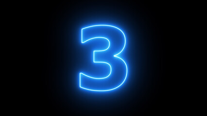 Abstract beautiful neon number 3 illustration background 4k.