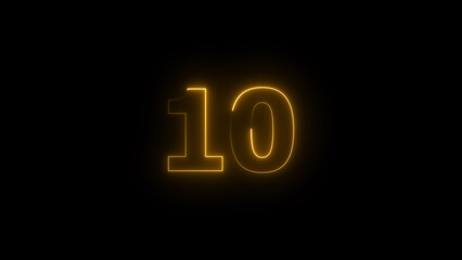 Abstract beautiful neon 10 number illustration background 4k.