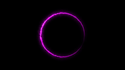 Abstract glowing  neon light circle frame loading background illustration 4k .
