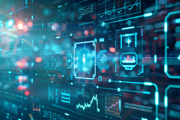 Obraz premium Digital Interface for Healthcare Technology and Medical Innovation