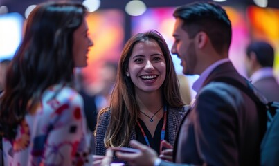 Naklejka premium IT Networking Event with Professionals in Conference Hall