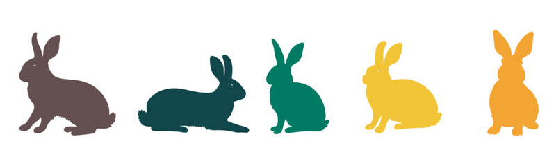 set of rabbit silhouette illustration