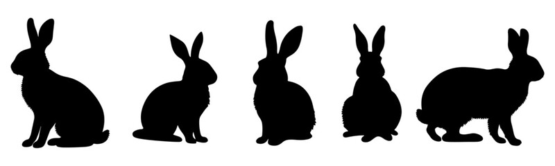 set of rabbit silhouette illustration