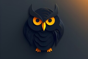 Minimalist 3D Robotic Owl Logo in Stylized Cartoon Design