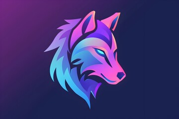 Obraz premium Minimalist 3D Robotic Wolf Logo for Branding and Marketing