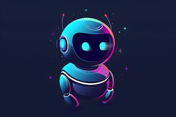 Minimalist Futuristic Robot Logo with Simple Cartoon Design