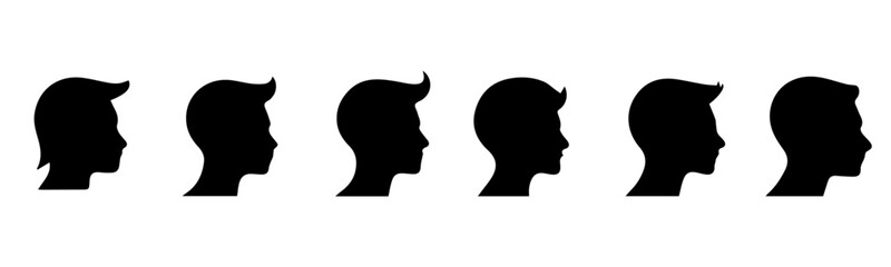 set of face illustration silhouette 