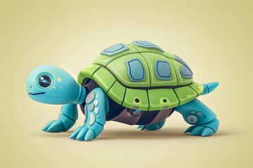 Mechanical Turtle Logo   Cute Cartoon 3D Animal Icon