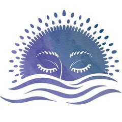 Sunset, watercolor painting