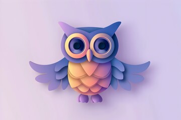 Obraz premium Minimalist 3D Robot Owl Cartoon Logo