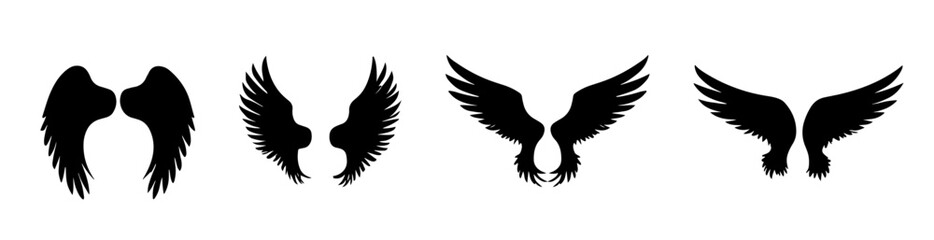 set of wings silhouette illustration