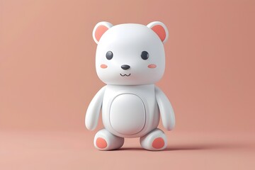 Minimalist 3D Robot Bear Logo Cartoon Cute Graphic Icon
