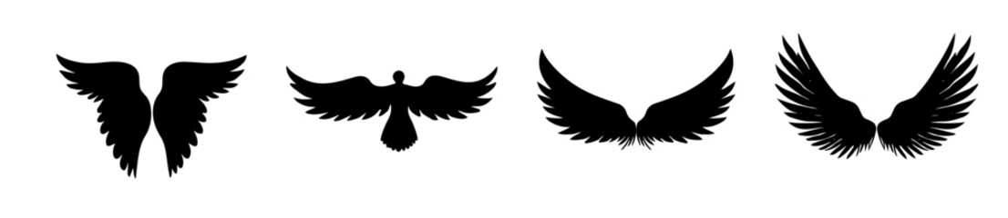 set of wings silhouette illustration