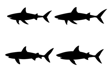 set of shark silhouette illustration 