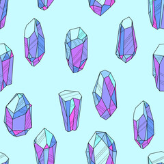 Pattern with crystals or minerals. Jewelry precious or semiprecious gem stones.