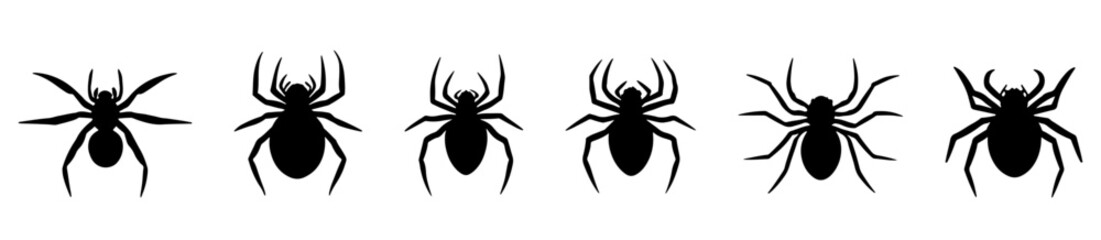 set of spider silhouette vector design