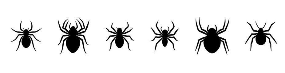 set of spider silhouette vector design