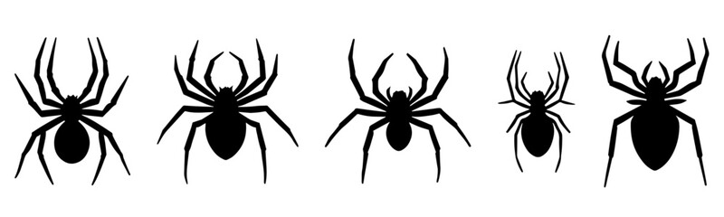 set of spider silhouette vector design