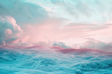 Obraz premium Pink and Blue Sky with Clouds and Waves