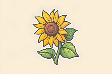 Rustic Sunflower Logo in Simple Hand Drawn Cartoon Style