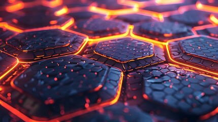 Mesmerizing Hexagonal Lattice Field with Luminous Accents and Vibrant Retrofuturistic Design