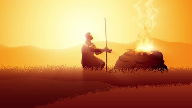 Biblical motion graphic series. Depicts the poignant moment of Cain holding a sharp rock, consumed by jealousy and contemplating the fateful act of ending Abel's life