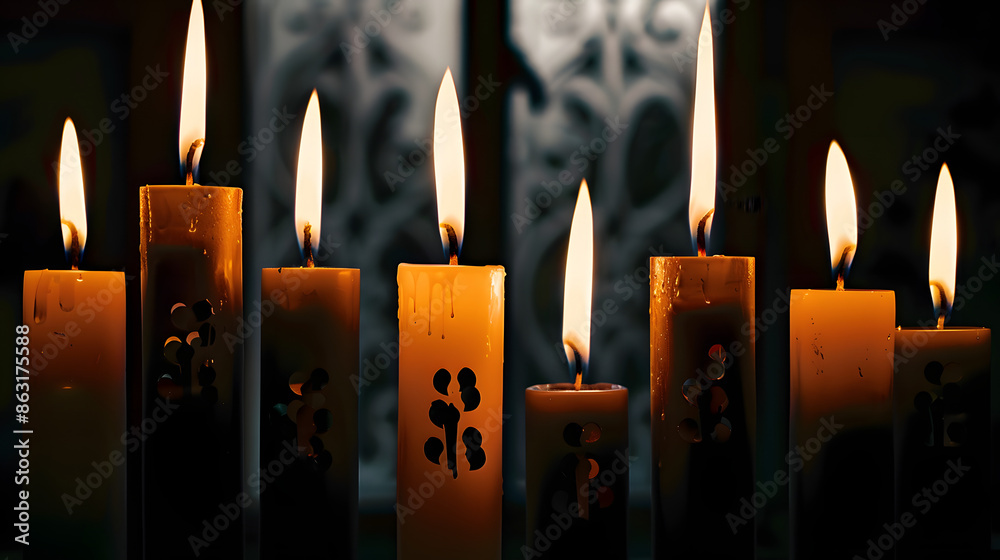 Wall mural candle silhouettes