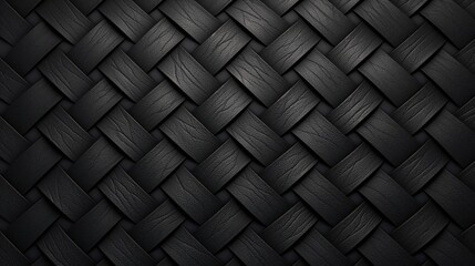 Fototapeta premium Black weave leather pattern background, Close-up texture background.