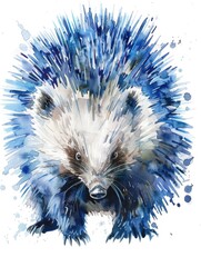 Naklejka premium Watercolor Hedgehog Portrait