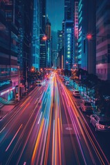 Fototapeta premium City Street Traffic Night