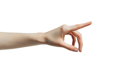 A hand wants to touch something on transparent background
