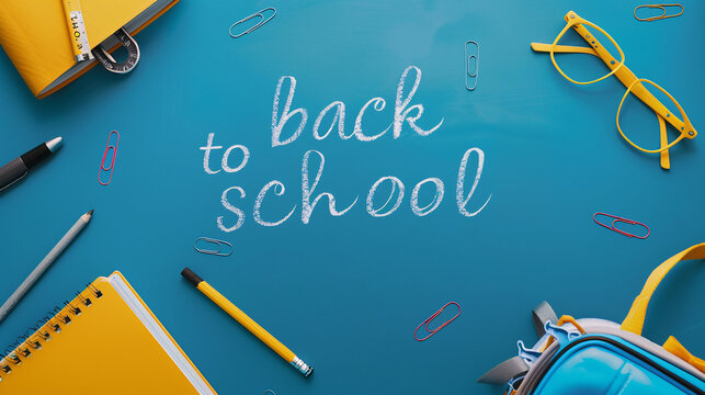 Schulanfang - Rucksack mit B&uuml;cher und Wecker als Symbolbild f&uuml;r den Schulstart. Start ins neue Schuljahr