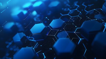Obraz premium A digital illustration of a blue hexagonal network pattern, symbolizing advanced technology, connectivity, and futuristic concepts.