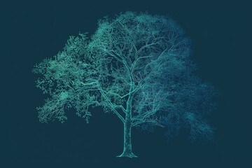 Tree Silhouette on Dark Blue Background