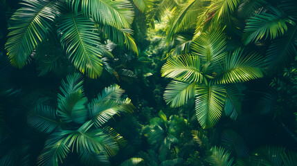 Top view of green dense tropical forest