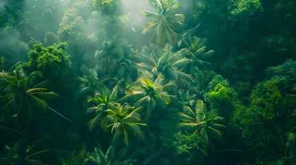 Top view of green dense tropical forest