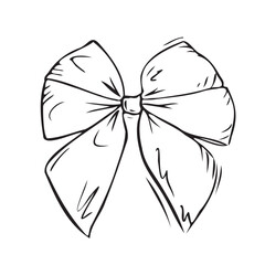 MobileLush bow isolated on a white background. Vector graphics, line art. An image with elegant decor for a gift or a holiday.