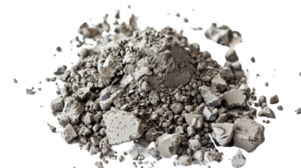 A cement ruin rubble, broken on a transparent background