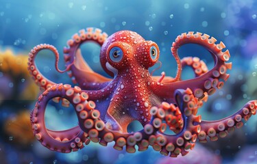 Obraz premium Close Up Of An Orange Octopus With Large Eyes