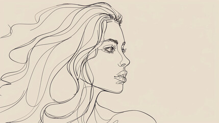 Continuous line drawing of a woman's face in profile.
