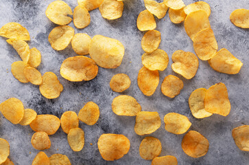 Potato chips . Fast food and snacks concept.