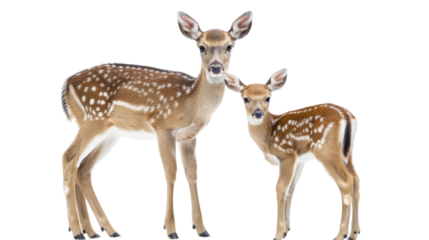 Deer and fawn on transparent background