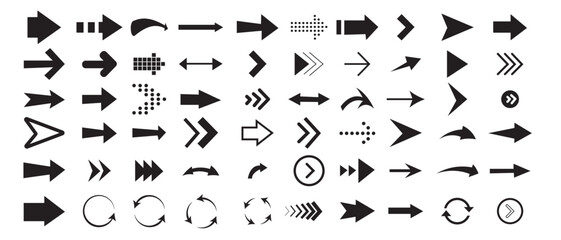 Arrows set icon. Arrow vector collection in black color. Vector illustration. Modern and simple arrows.