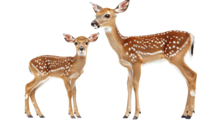 Deer and fawn on transparent background