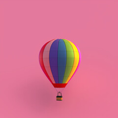 Fototapeta premium Hot Air Balloon on a Pink Background with Copy Space for Aerial Adventure Ads