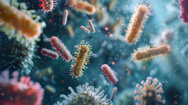 A cluster of airborne germs suspended in the air, ideal for use in medical or scientific illustrations